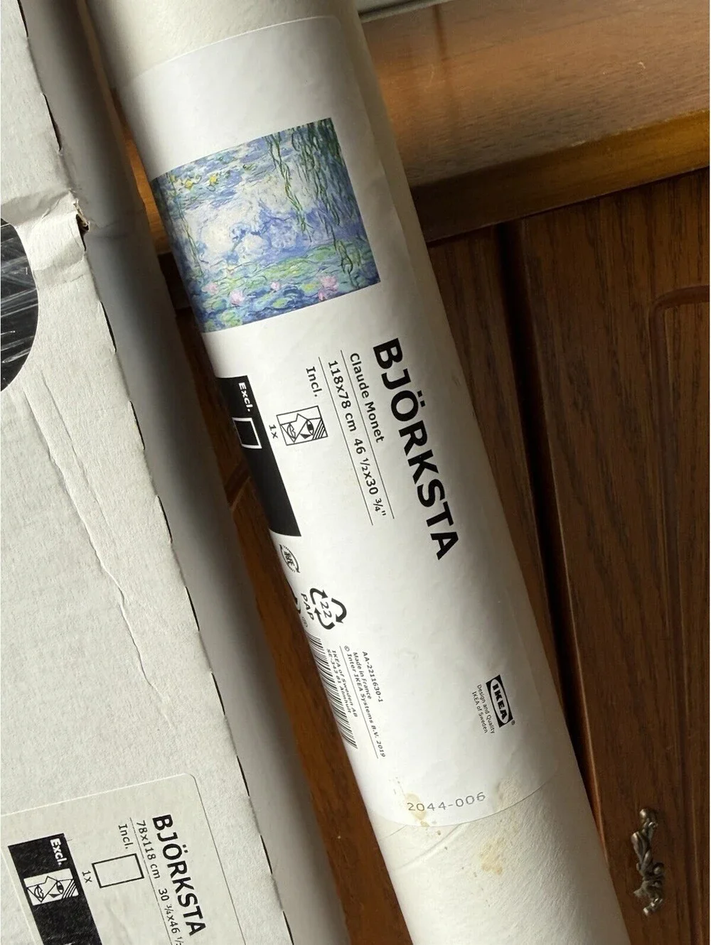 IKEA BJORKSTA Claude Monet Water Lilies II Canvas + Frame 46.5x30.75 NEW